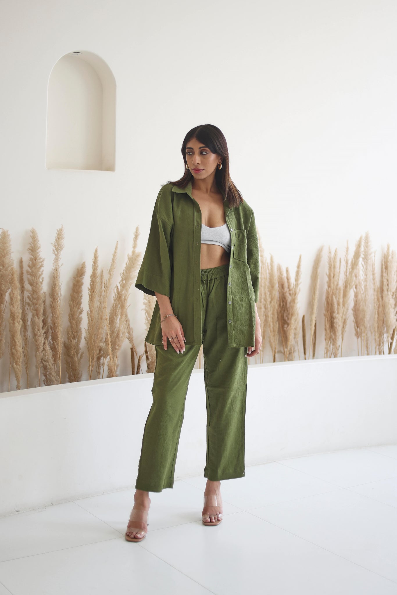 Lana Set with Pants- Olive Green