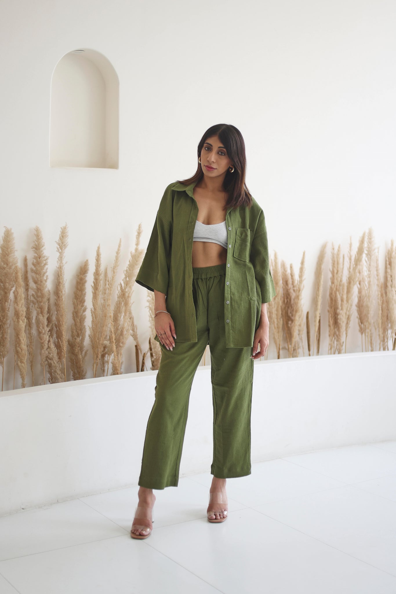 Lana Set with Pants- Olive Green