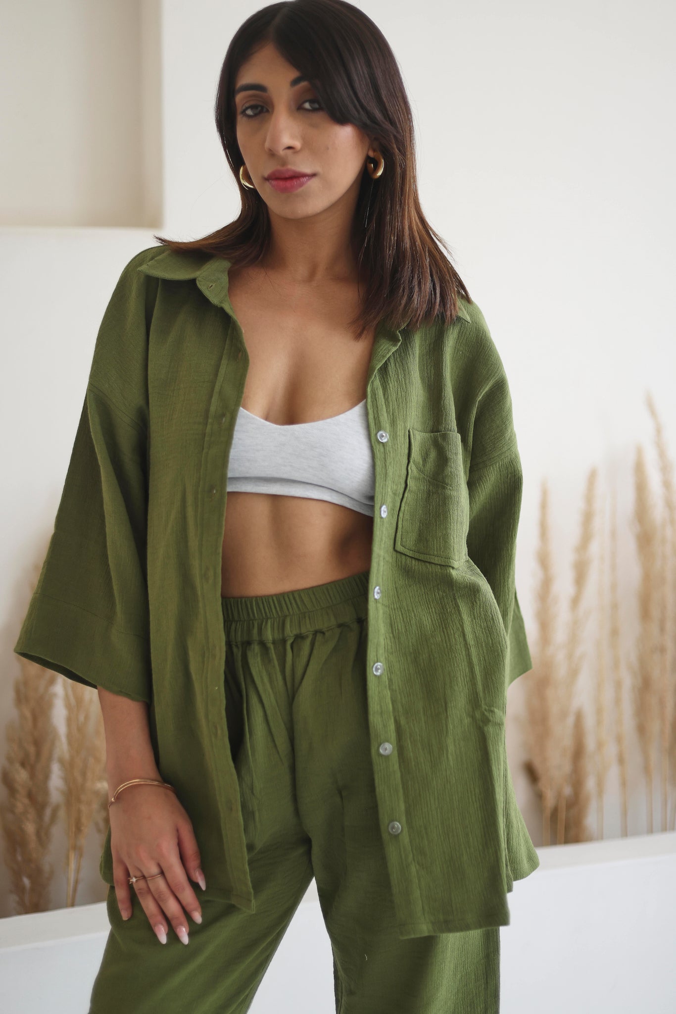 Lana Set with Pants- Olive Green