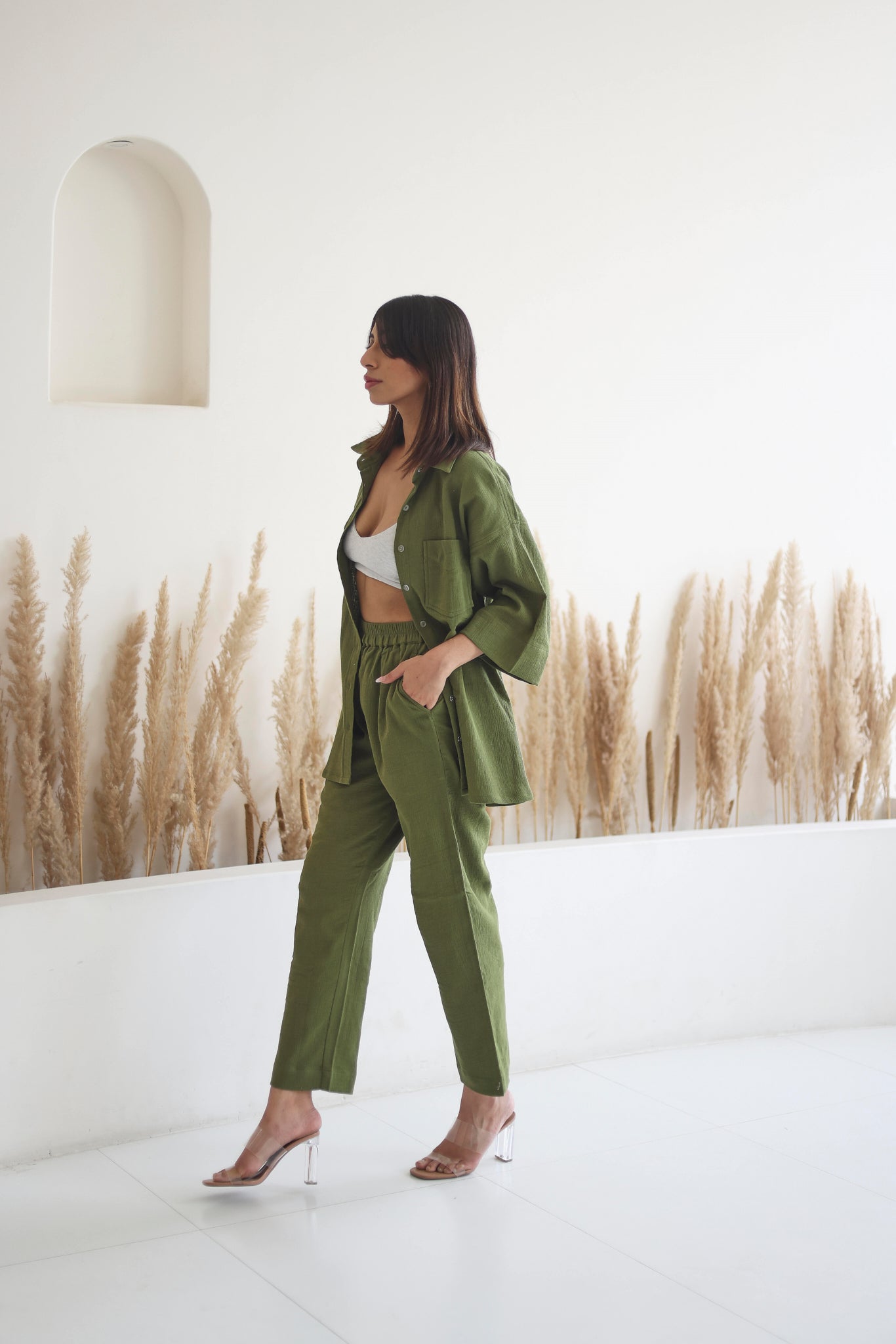 Lana Set with Pants- Olive Green