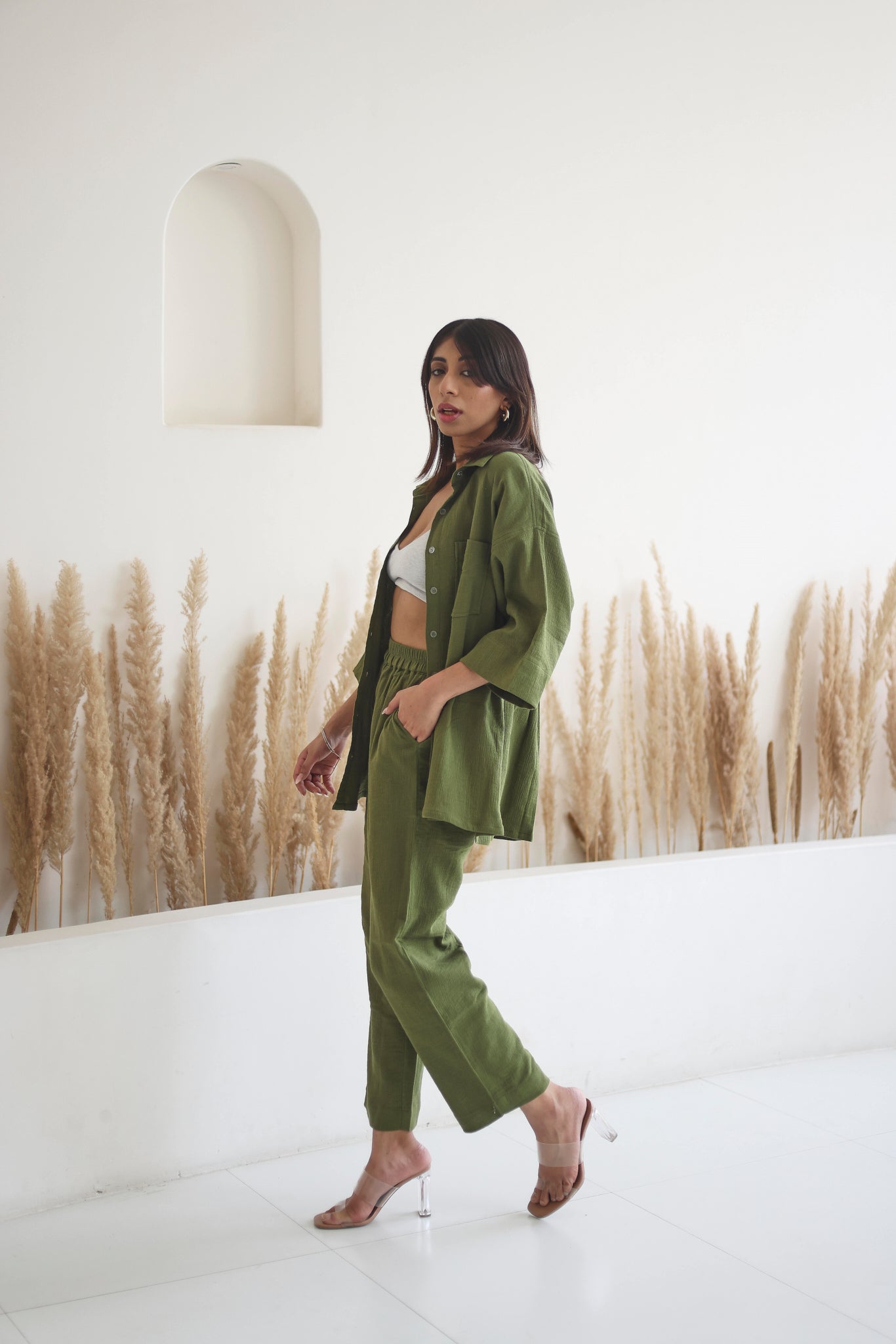 Lana Set with Pants- Olive Green